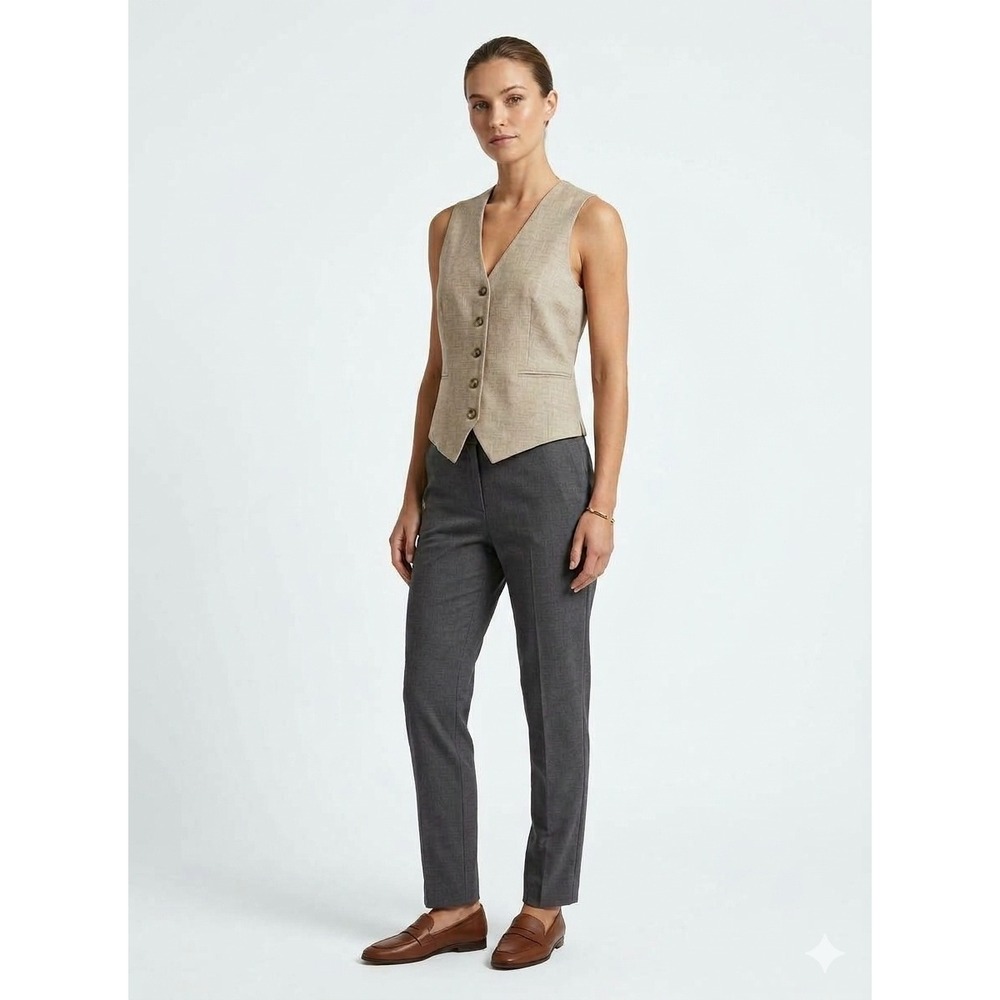 Soho Apparel Beige Tailored Button Front Vest Waistcoat 3611117TJ Small